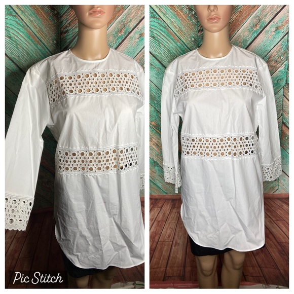 NWT Sandro Chairman Eyelet Lace-Inset Cotton Top - Picture 7 of 10